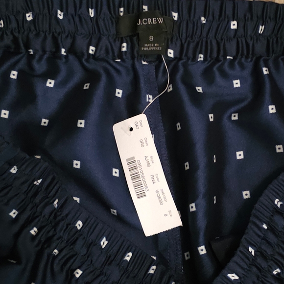 J. Crew Blue and Red Patterned Wide Leg Pants Size 8 NWT - Picture 5 of 5